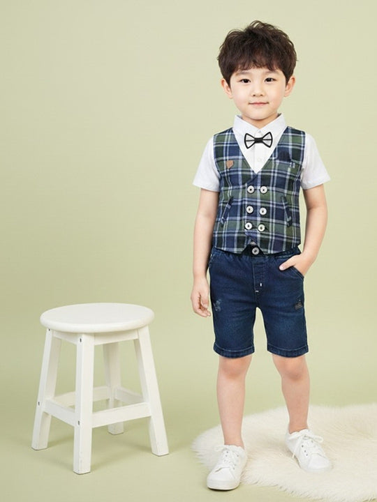 CHOO CHOO Jacket Shorts pant denim with hosiery shirt