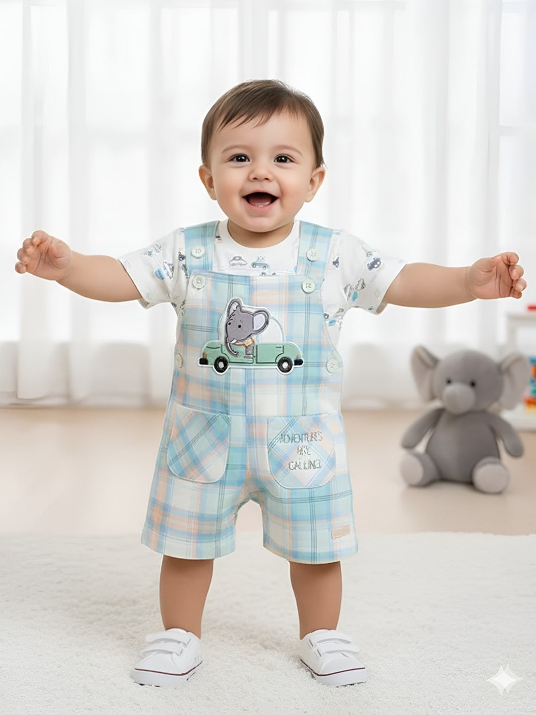 Half Sleeves Dungree For Baby Boys