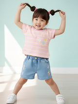 Striped T-Shirt and Denim Shorts Set