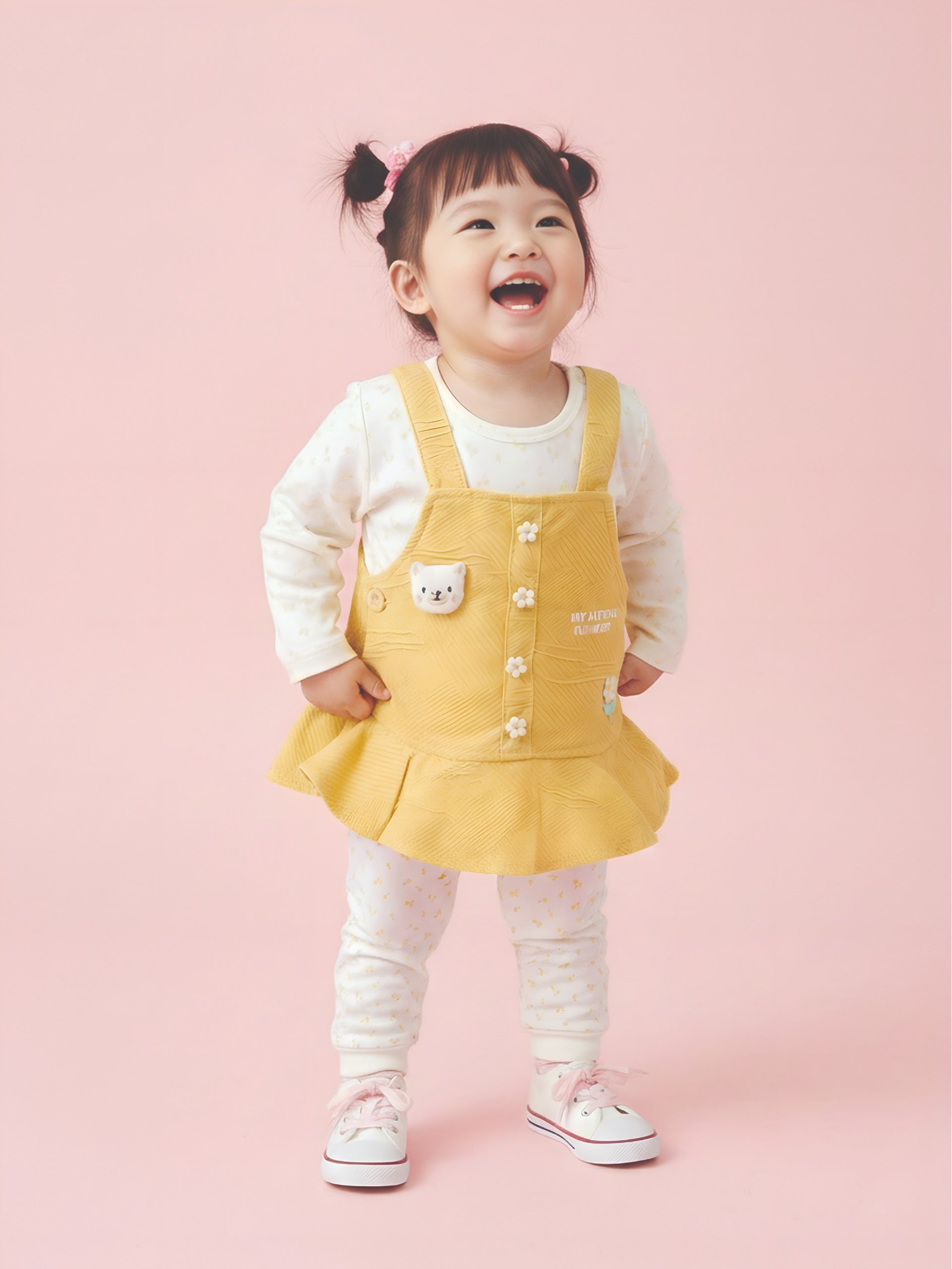 Dungaree with Printed Top & Pants Set