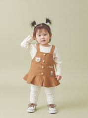 Dungaree with Printed Top & Pants Set