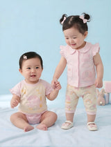 Infant Girl Cotton Top, Bodysuit and Pant Set