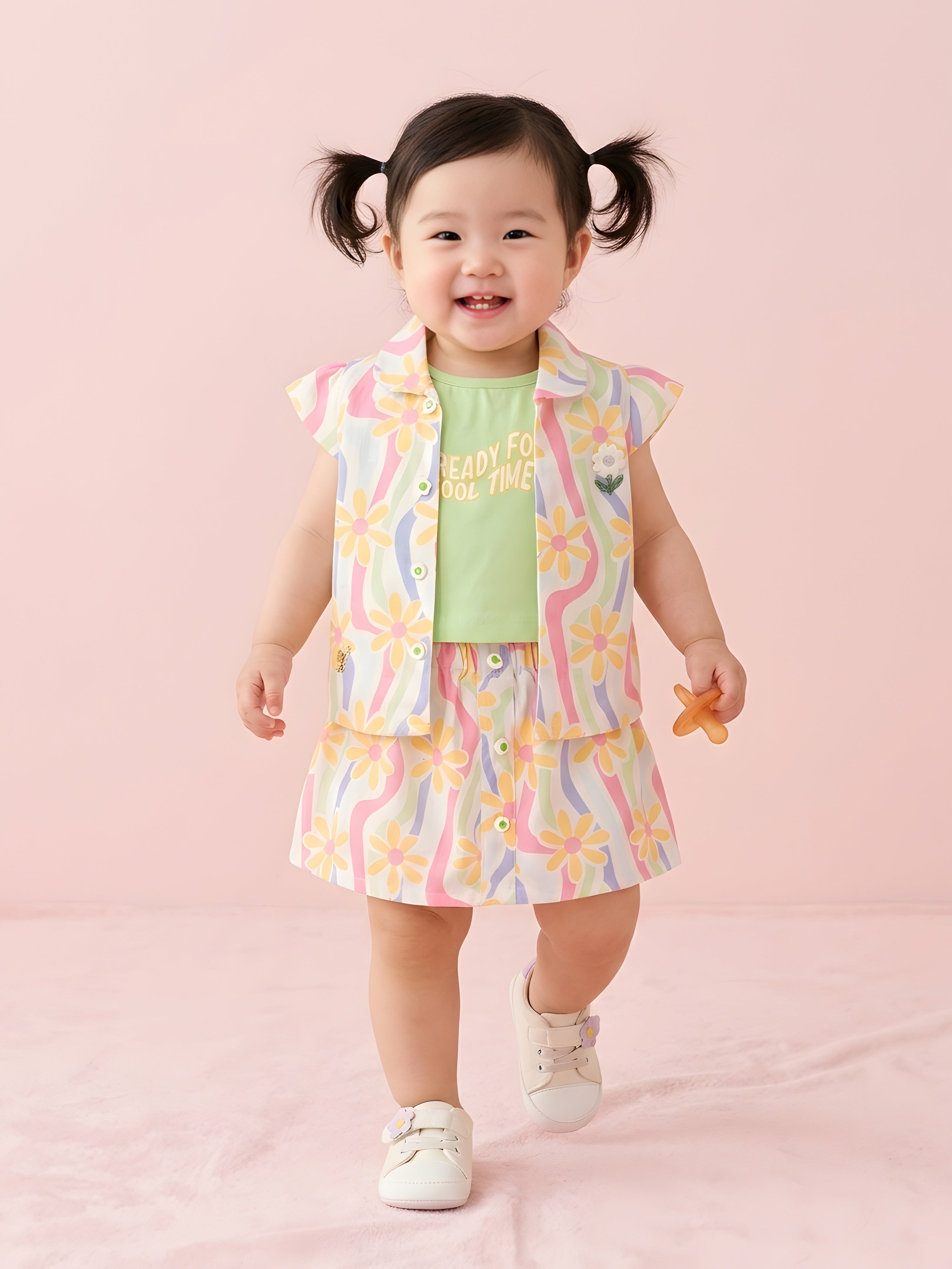Kids Top, T-Shirt & Skirt 3-Piece Outfit Set