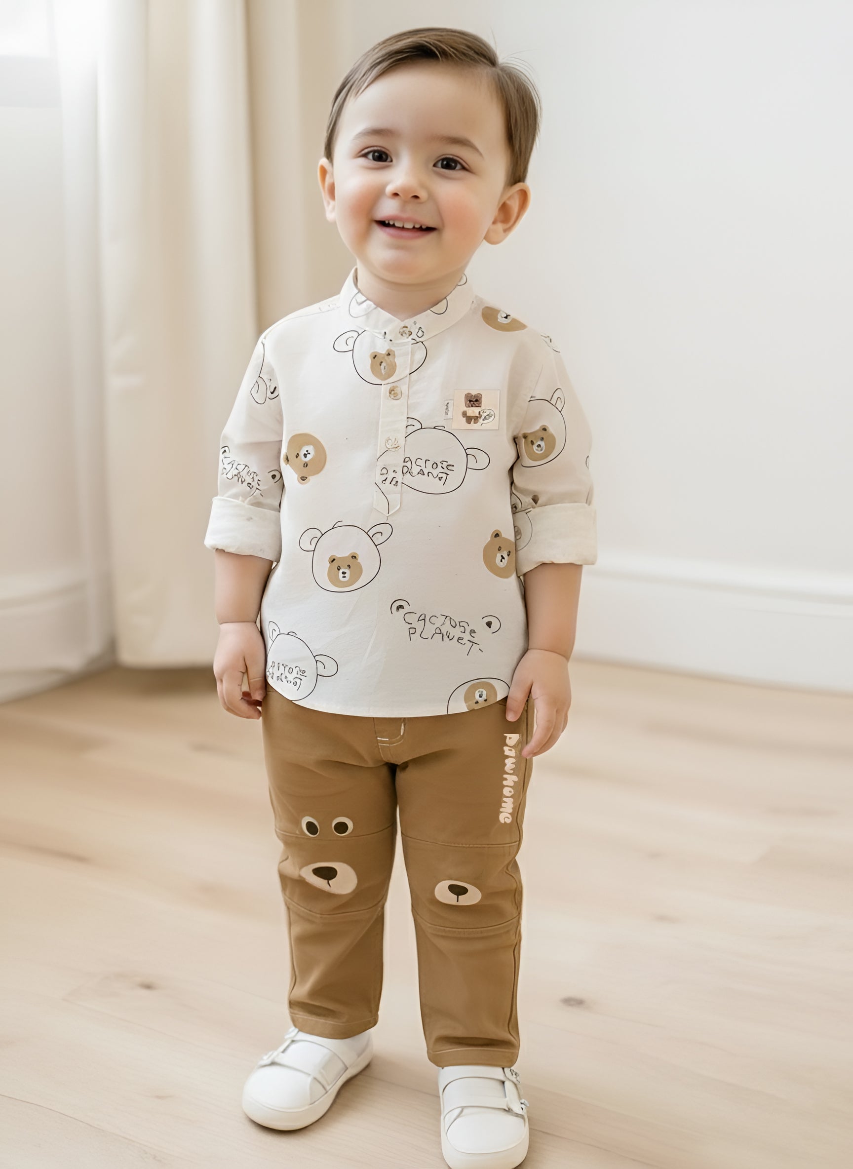 Kids Casual Outfit – Printed Full Sleeve Kurta With Matching Pants
