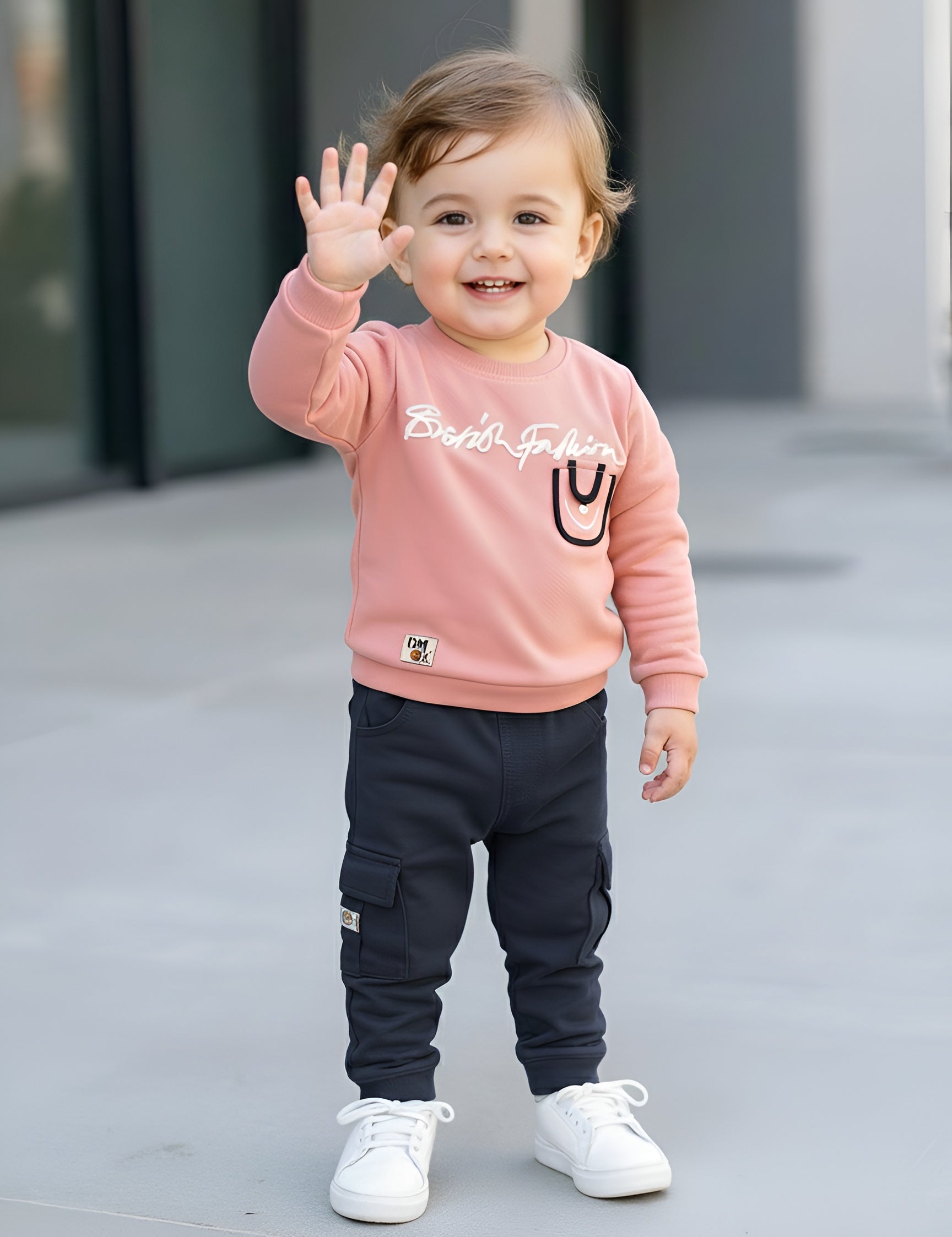 Toddler Boys’ 2-Piece Outfit Set – Long Sleeve Sweatshirt and Cargo Pants Set