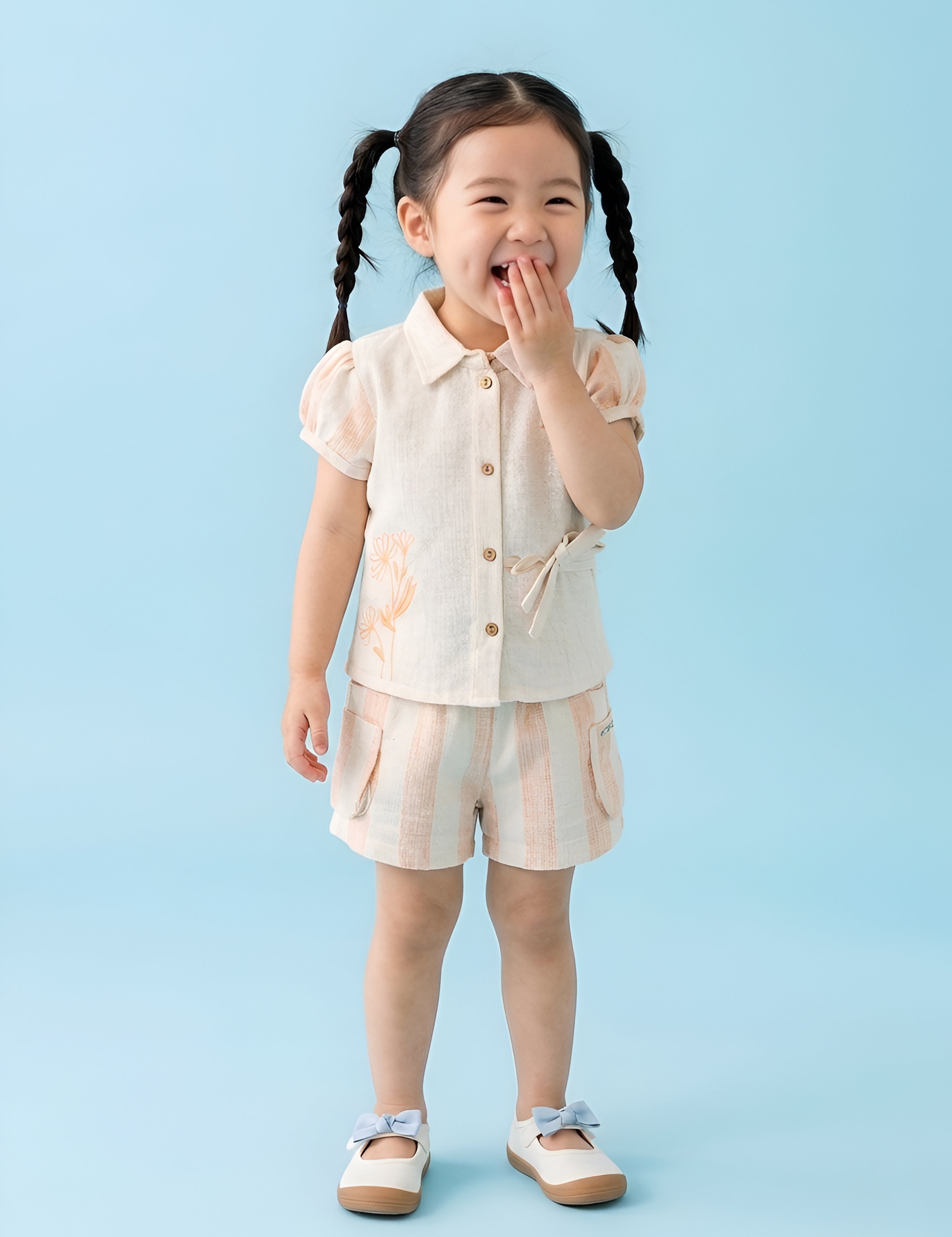 Girls Floral Embroidered Summer Co-ord Set