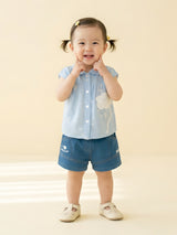 Baby Girls Shirt & Denim Shorts Outfit Set