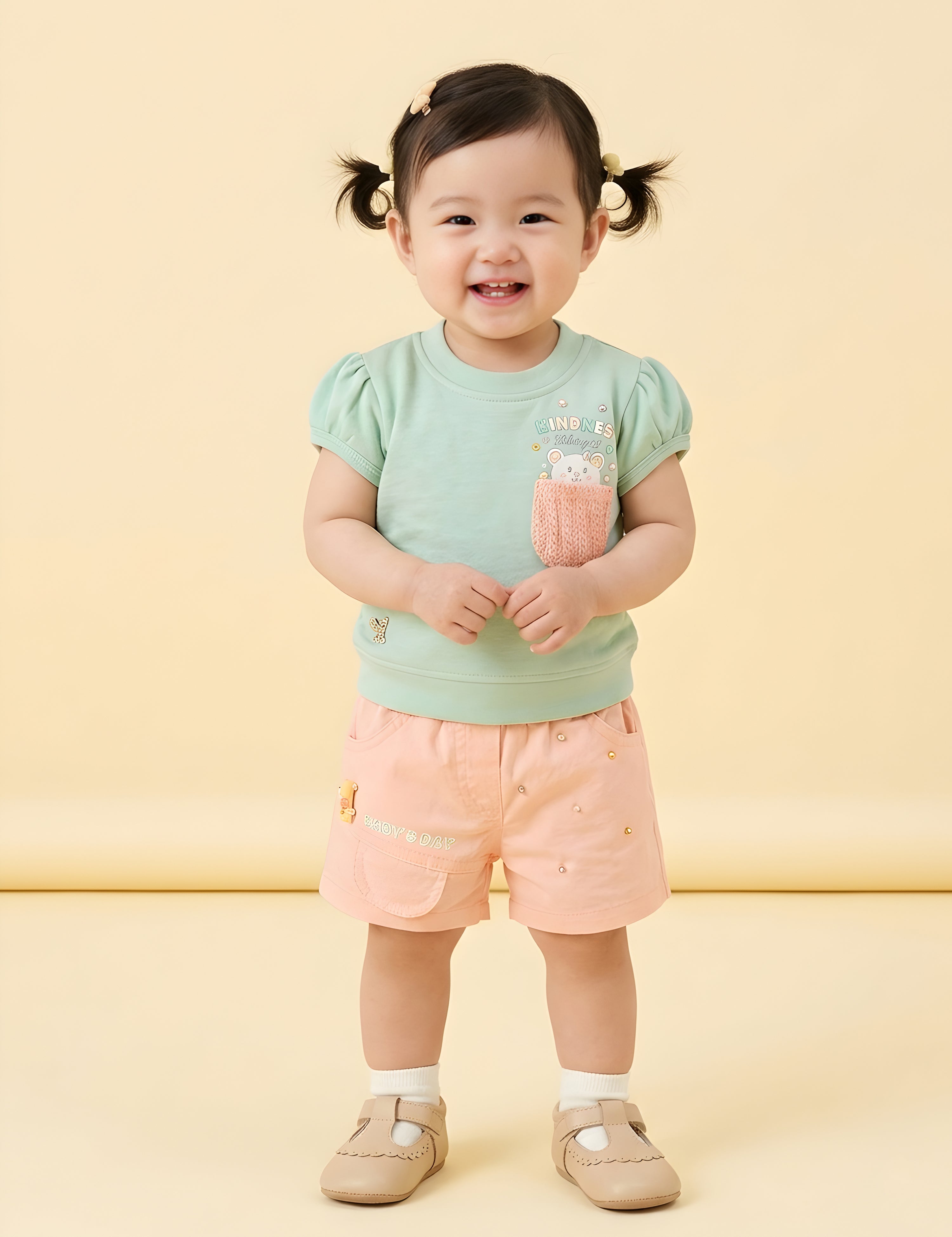 Baby Girls Printed T-Shirt & Shorts Clothing Set