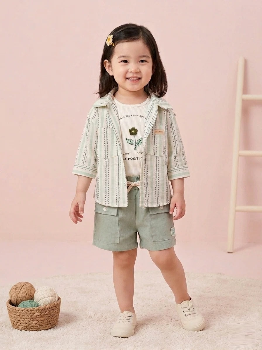 Kids' Top with Shirt & Short Clothing Set