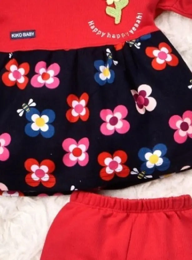 Baby Girls Casual Floral Printed Full Top & Pant