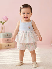 Baby Girls Peplum Top with Bloomer Shorts