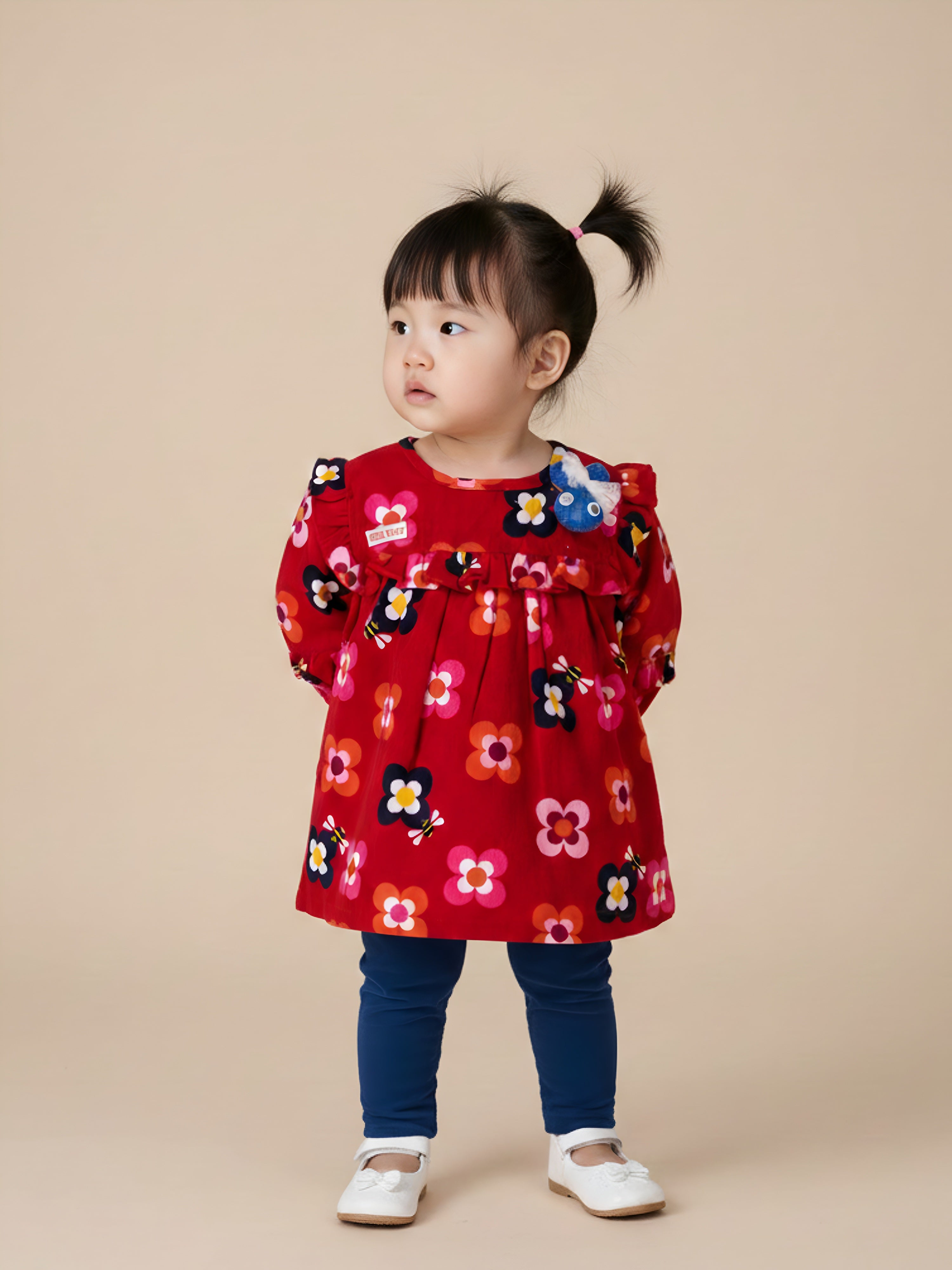 Baby Girls Casual Floral Printed Full Top & Pant