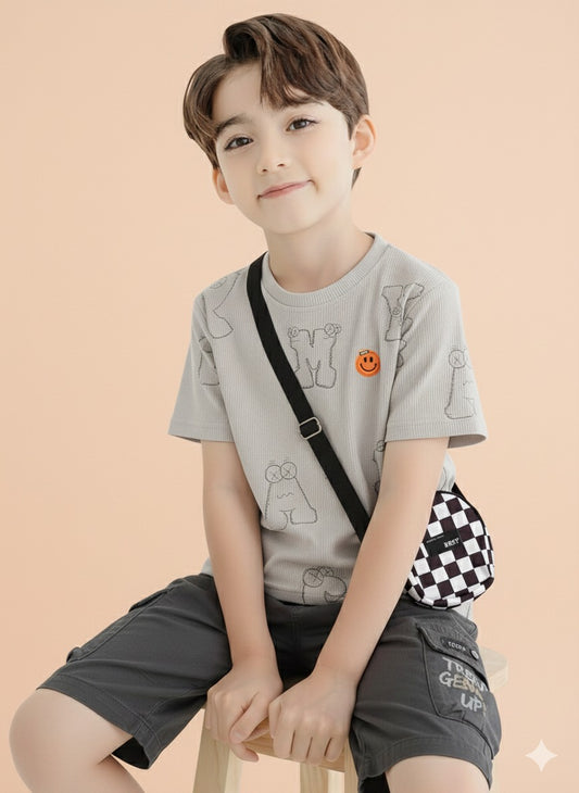 Junior Boss Kids Boys Printed Cotton Clothing Set