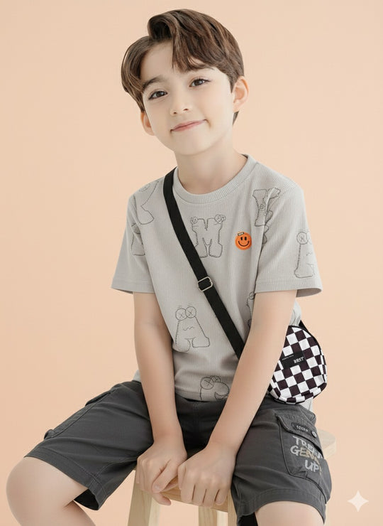 Junior Boss Kids Boys Printed Cotton Clothing Set