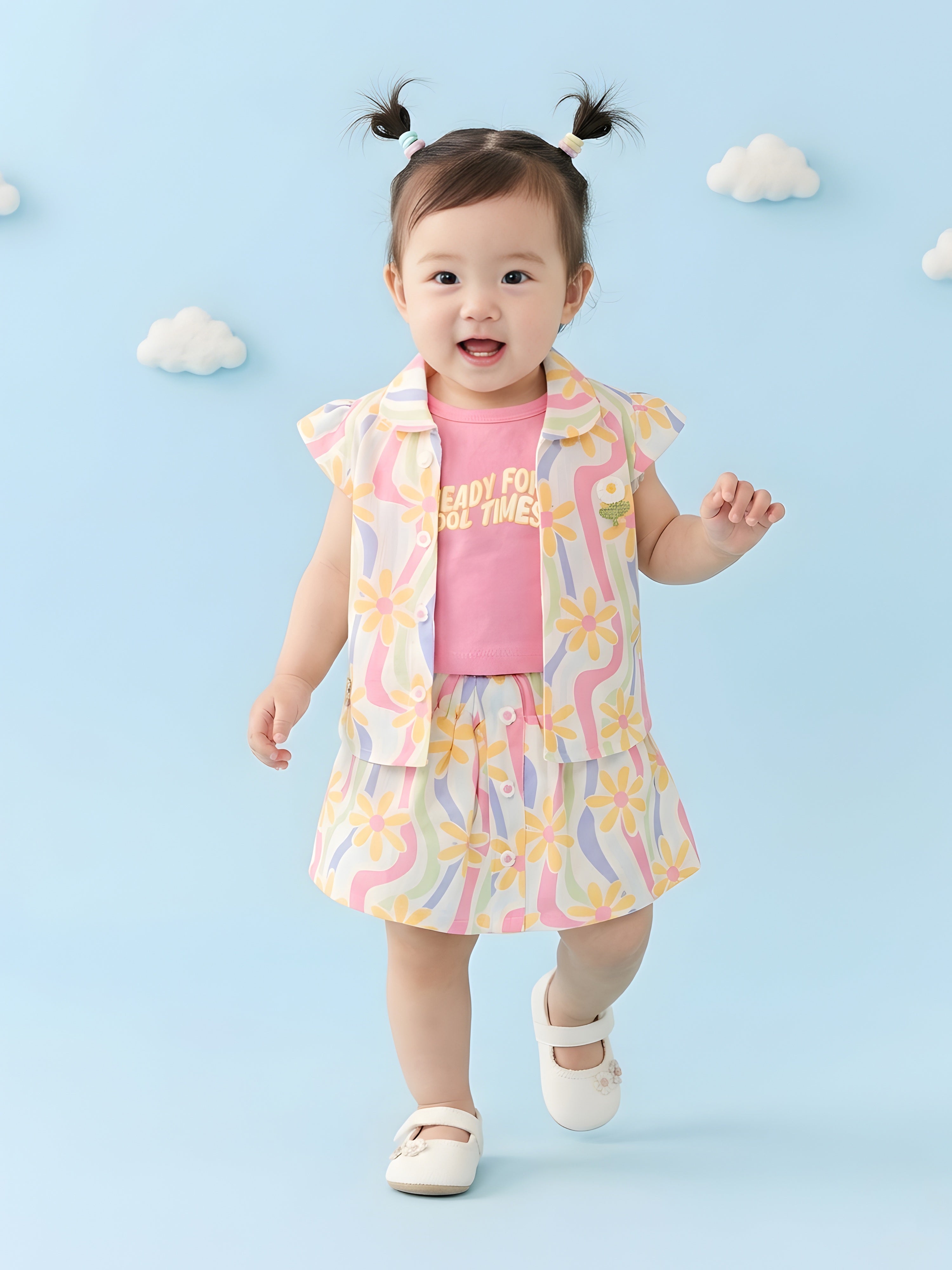 Kids Top, T-Shirt & Skirt 3-Piece Outfit Set