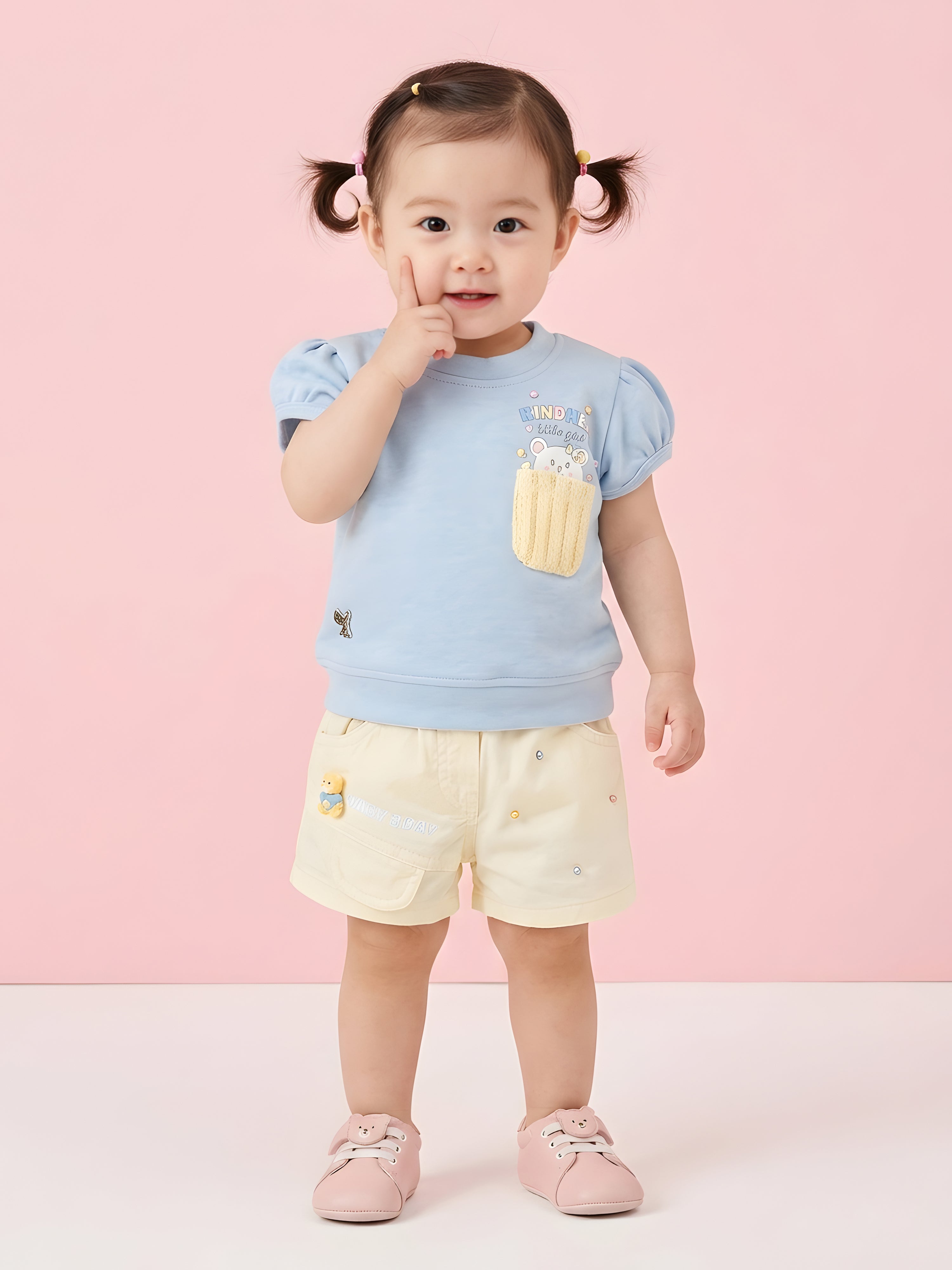 Baby Girls Printed T-Shirt & Shorts Clothing Set