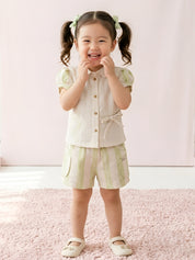Girls Floral Embroidered Summer Co-ord Set