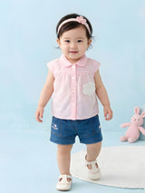 Baby Girls Shirt & Denim Shorts Outfit Set